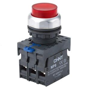 Кнопка управления выступ. NP8-02GND/4 подсвет. самовозв. красн. AC/DC 24В(LED) 2НЗ IP65 (R) CHINT 667305