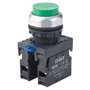 Кнопка управления выступ. NP8-20GND/3 подсвет. самовозв. зел. AC/DC 24В(LED) 2НО IP65 (R) CHINT 667306