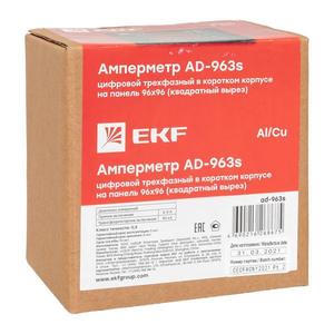 Амперметр цифровой AD-963s на панель 96х96 (квадратный вырез) 3ф в коротком корпусе PROxima EKF AD-963s
