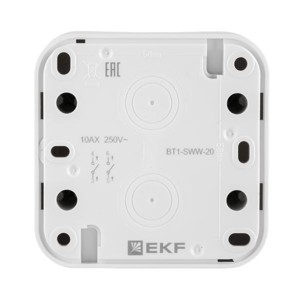 Выключатель 2-кл. ОП Бронто 10А IP55 автоматические клеммы бел. EKF BT1-SWW-20