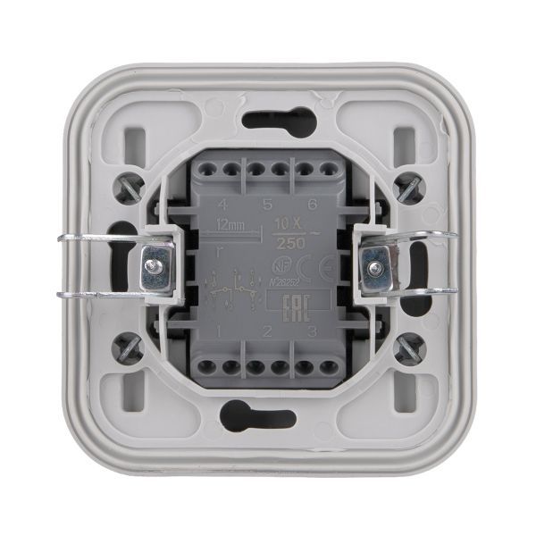 Выключатель проходной 2-кл. СП Бронто 10А IP55 автоматические клеммы сер. EKF BT2-SWG-21