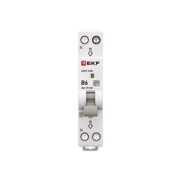 Выключатель автоматический дифференциального тока 1мод. B 6А 10мА тип А 6кА АВДТ-63М (электрон.) PROxima EKF D636EA06B10