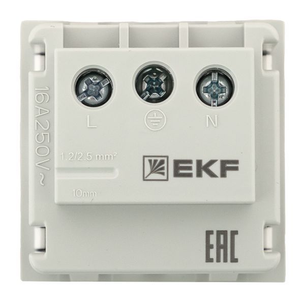 Розетка 1-м 2мод. C-Line РКС-20-30-П 45х45 с заземл. бел. EKF E2MR16-028-10