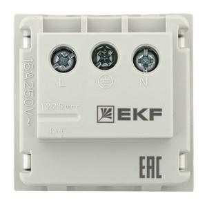 Розетка 1-м 2мод. C-Line РКС-20-30-П 45х45 с заземл. бел. EKF E2MR16-028-10