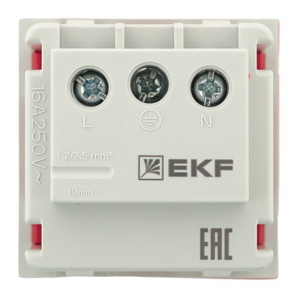 Розетка 45х45 (2 модуля) с заземл. прямая красн. EKF E2MR16-028-70