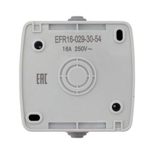 Розетка 1-м ОП Мурманск 16А IP54 с заземл. защ. шторки с крышкой сер. EKF EFR16-029-30-54