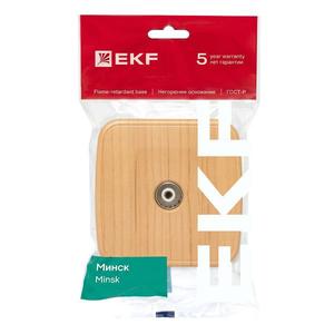 Розетка телевизионная TV 1-м ОП Минск 5-862МГц 75Ом свет. дерево EKF EGA00-027-30