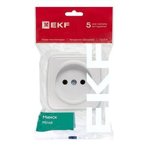 Розетка 1-м ОП Минск 10А IP20 без заземл. бел. Basic EKF EGR10-022-10