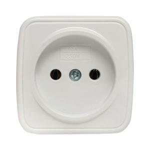 Розетка 1-м ОП Минск 10А IP20 без заземл. бел. Basic EKF EGR10-022-10