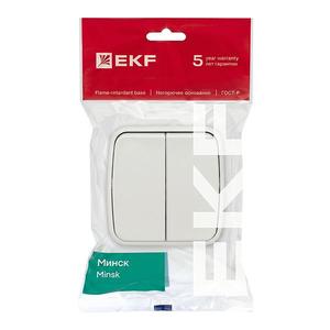 Выключатель 2-кл. ОП Минск 10А IP20 бел. Basic EKF EGV10-023-10
