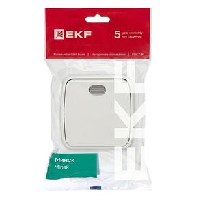 Выключатель 1-кл. ОП Минск 10А IP20 с индикатором бел. Basic EKF EGV10-121-10