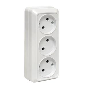 Розетка 3-м ОП Рим 10А IP20 без заземл. бел. EKF ENR10-202-10