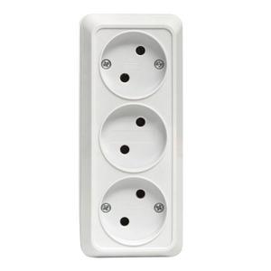 Розетка 3-м ОП Рим 10А IP20 без заземл. бел. EKF ENR10-202-10