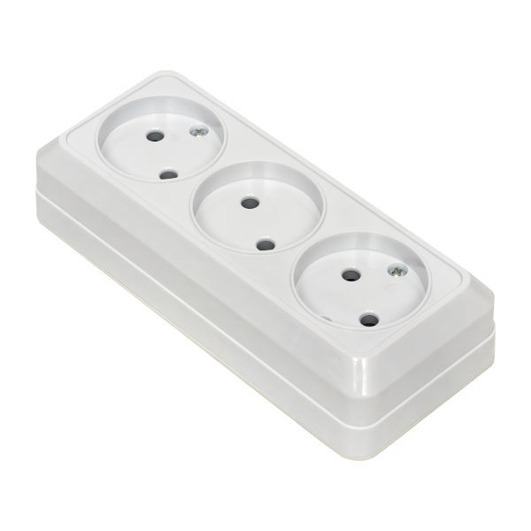 Розетка 3-м ОП Рим 10А IP20 без заземл. бел. EKF ENR10-202-10