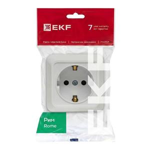 Розетка 1-м ОП Рим 16А IP20 с заземл. бел. EKF ENR16-028-10