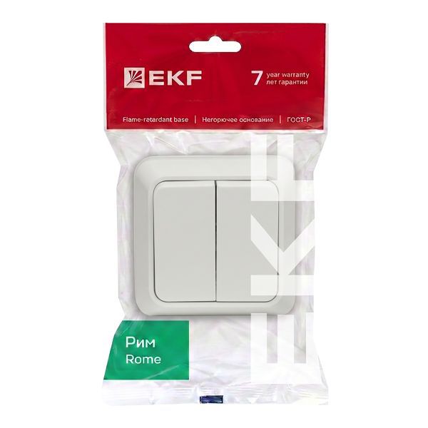 Выключатель 2-кл. ОП Рим 10А IP20 бел. EKF ENV10-023-10