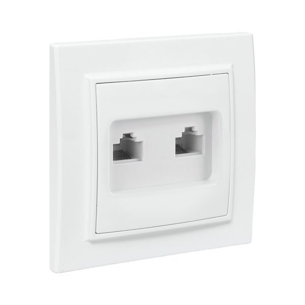 Розетка компьютерная + телефонная 2-м СП Минск RJ45 + Phone бел. Basic EKF ERK00-135-10