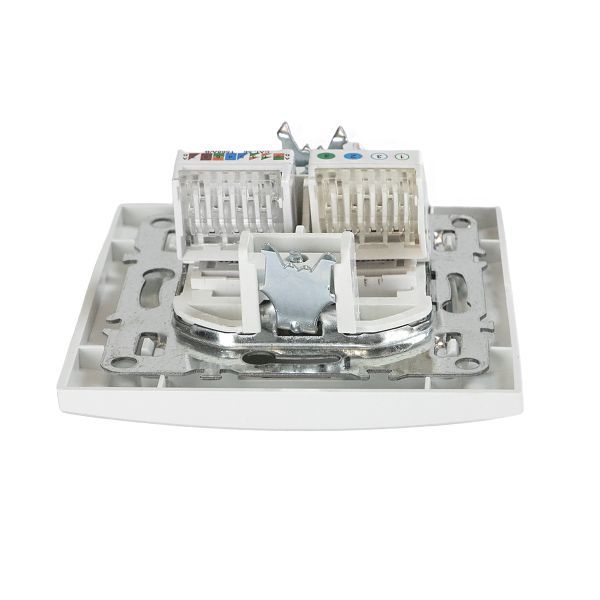 Розетка компьютерная + телефонная 2-м СП Минск RJ45 + Phone бел. Basic EKF ERK00-135-10