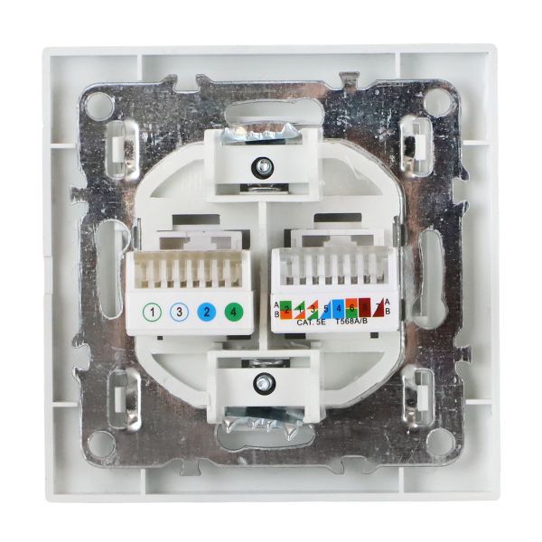 Розетка компьютерная + телефонная 2-м СП Минск RJ45 + Phone бел. Basic EKF ERK00-135-10