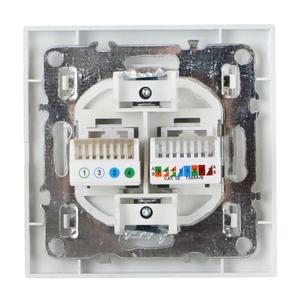 Розетка компьютерная + телефонная 2-м СП Минск RJ45 + Phone бел. Basic EKF ERK00-135-10