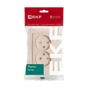 Розетка 2-м СП Минск 10А IP20 без заземл. защ. шторки беж. EKF ERR10-102-200
