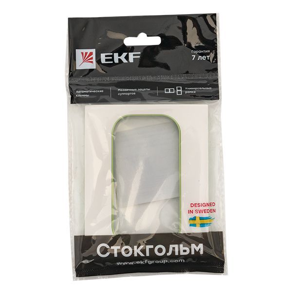 Рамка для розетки 2-м Стокгольм бел. с линией цвета зел. PROxima EKF EYM-G-302-20
