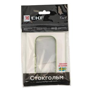 Рамка для розетки 2-м Стокгольм бел. с линией цвета зел. PROxima EKF EYM-G-302-20