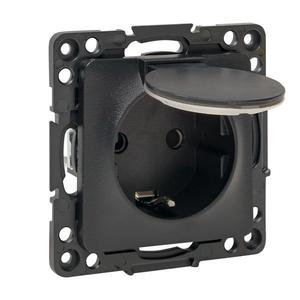 Розетка 1-м СП Стокгольм 16А IP44 с заземл. защ. шторки с крышкой механизм черн. PROxima EKF EZR16-028-10-44