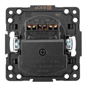 Розетка 1-м СП Стокгольм 16А USB A+C с заземл. защ. шторки винтов. клеммы механизм черн. EKF EZR16-2USB-typeA-typeC