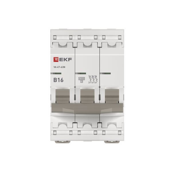 Выключатель автоматический 3п B 16А 4.5кА ВА 47-63N PROxima EKF M634316B