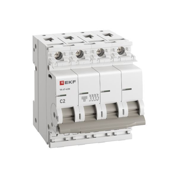 Выключатель автоматический модульный 4п C 2А 6кА ВА 47-63N PROxima EKF M636402C