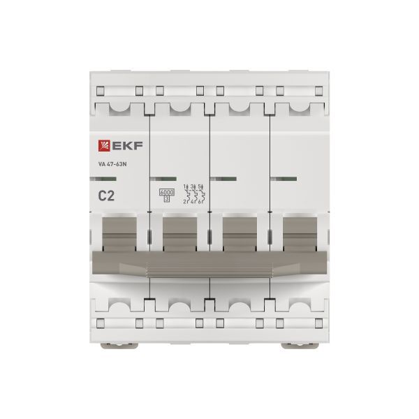 Выключатель автоматический модульный 4п C 2А 6кА ВА 47-63N PROxima EKF M636402C