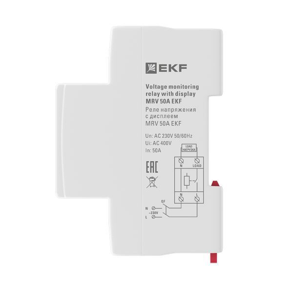 Реле напряжения с дисплеем MRV 50А PROxima EKF MRV-50A