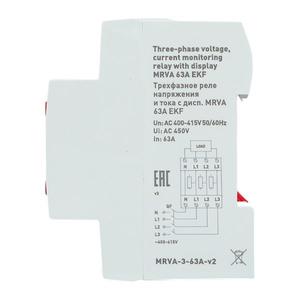 Реле напряжения и тока 3ф MRVA 63А с дисплеем EKF MRVA-3-63A-v2