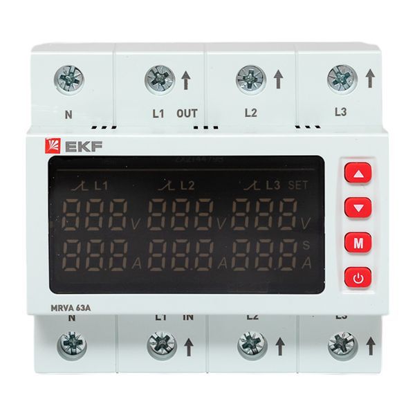 Реле напряжения и тока 3ф MRVA 63А с дисплеем EKF MRVA-3-63A-v2