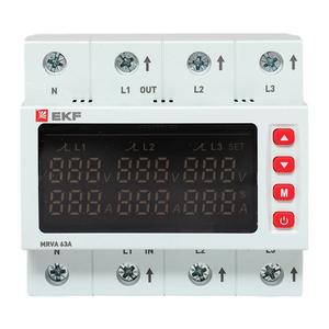 Реле напряжения и тока 3ф MRVA 63А с дисплеем EKF MRVA-3-63A-v2