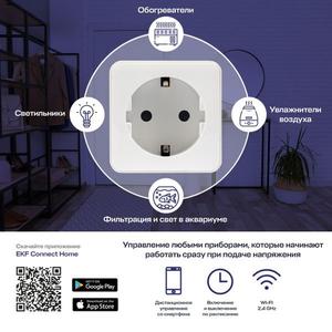 Розетка умная Wi-Fi 1-м 16А IP20 бел. Connect EKF RCS-1-WF