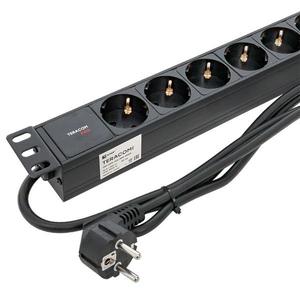 Блок PDU TERACOM PRO 19дюйм 1U 16А/250В 9 роз. Schuko шнур 2м 3х1.5кв.мм вилка Schuko корпус алюм. черн. EKF TRP-HPD-16A-9SH-2MSH