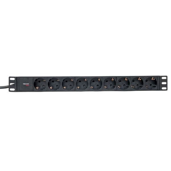 Блок PDU TERACOM PRO 19дюйм 1U 16А/250В 9 роз. Schuko шнур 2м 3х1.5кв.мм вилка Schuko корпус алюм. черн. EKF TRP-HPD-16A-9SH-2MSH