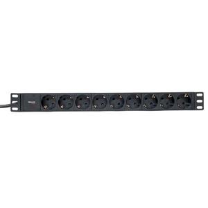 Блок PDU TERACOM PRO 19дюйм 1U 16А/250В 9 роз. Schuko шнур 2м 3х1.5кв.мм вилка Schuko корпус алюм. черн. EKF TRP-HPD-16A-9SH-2MSH