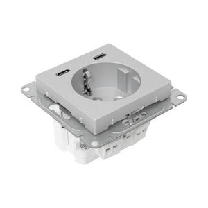 Розетка СП Эпика 16А с 2 USB-C с заземл. защ. шторки механизм алюм. EKF UP1-SOA-111-2USBC