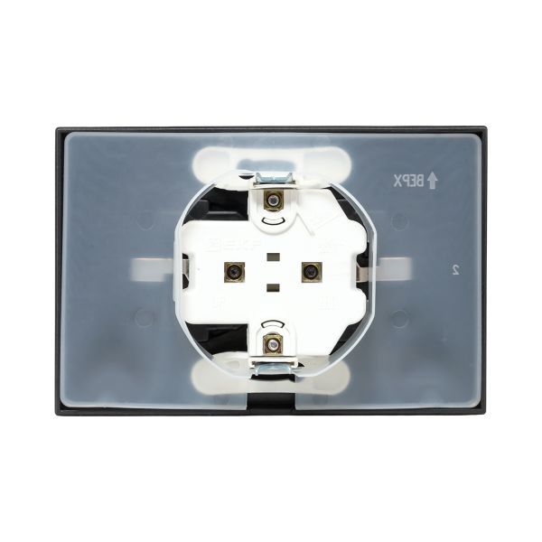 Розетка 2-м СП Эпика 16А IP44 с заземл. защ. шторки с рамкой с крышками механизм мокко EKF UP1-SOM-211-44