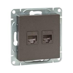 Розетка компьютерная 2-м СП Эпика RJ45 кат.5 механизм мокко EKF UP1-SOM-2RJ45-5