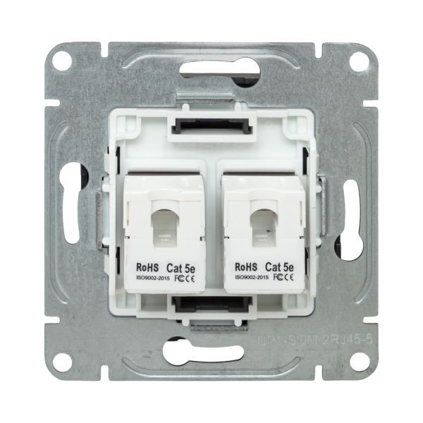 Розетка компьютерная 2-м СП Эпика RJ45 кат.5 механизм мокко EKF UP1-SOM-2RJ45-5