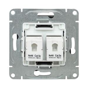 Розетка компьютерная 2-м СП Эпика RJ45 кат.5 механизм мокко EKF UP1-SOM-2RJ45-5
