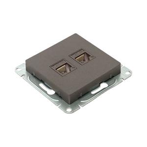 Розетка компьютерная 2-м СП Эпика RJ45 кат.5 механизм мокко EKF UP1-SOM-2RJ45-5