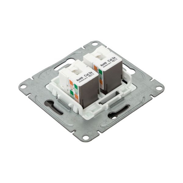 Розетка компьютерная 2-м СП Эпика RJ45 кат.5 механизм мокко EKF UP1-SOM-2RJ45-5