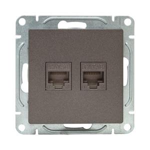 Розетка компьютерная 2-м СП Эпика RJ45 кат.5 механизм мокко EKF UP1-SOM-2RJ45-5