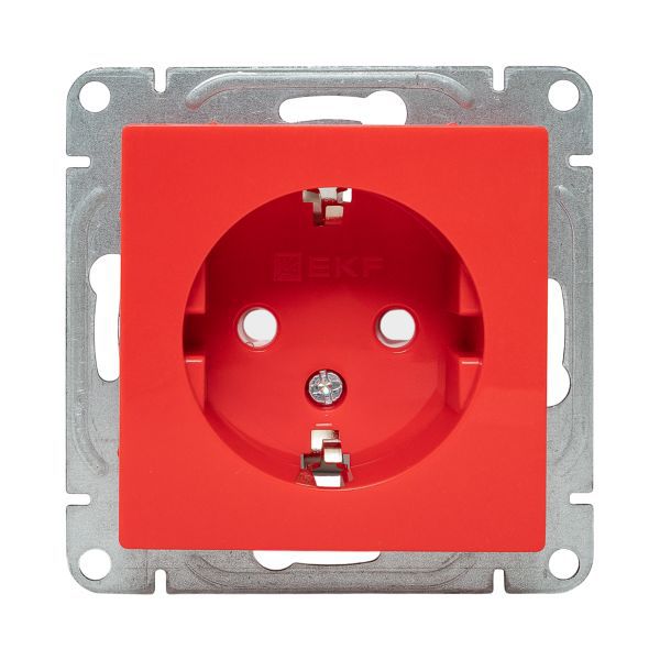 Розетка СП Эпика 16А с заземл. защ. шторки механизм красн. EKF UP1-SOR-111