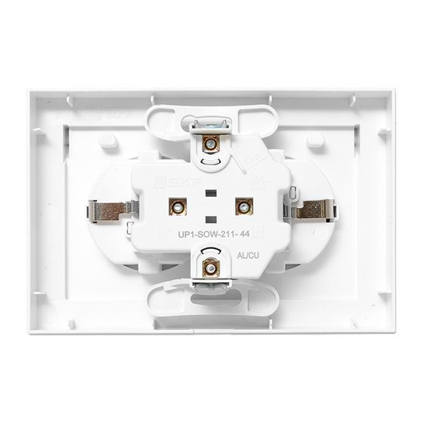 Розетка 2-м СП Эпика 16А IP44 с заземл. защ. шторки с рамкой с крышками механизм бел. EKF UP1-SOW-211-44